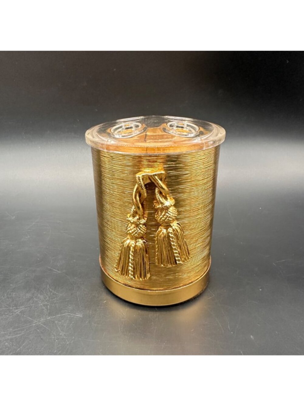 Vintage Gold Hollywood Regency Toothbrush Holder Tassel Stylebuilt USA Retro - Picture 2 of 13